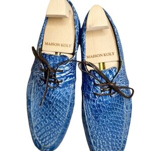 Maison Koly X Enzo Bonafe Zanzibar Suede alligator Navy